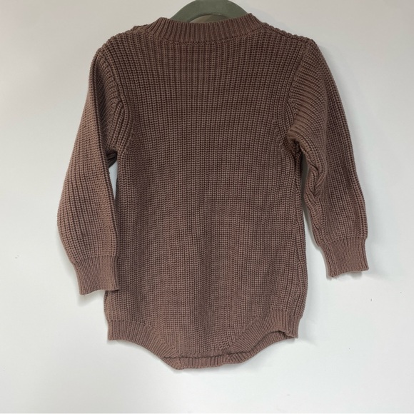 12-18 mo Brown Gender Neutral Cozy Knit Sweater Baby Long Sleeve Onsie Buttons - Picture 3 of 4